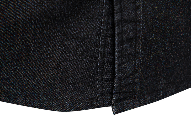 Trendy, neue US-Größe, Denim, lässig, einfarbig, bügelfreies Langarmhemd für Herren_voghion.com