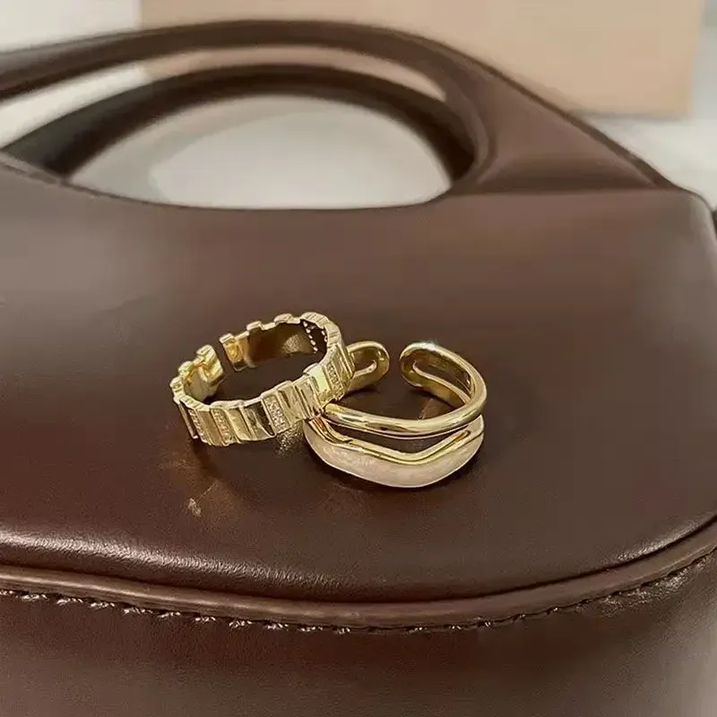 Moda 2024 Trendy Retro Geometrico Colorato Smalto a Goccia Aperto per Donna Regolabile Squisito Anello da Dito in Oro Gioielli_voghion.com