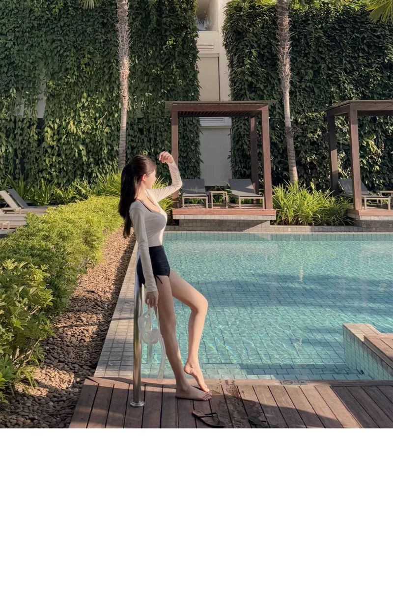 Maillot de bain femme Hot Spring, nouveau, sexy, amincissant, pur désir, protection solaire, respirant, manches longues, cache-maillot, taille haute_voghion.com