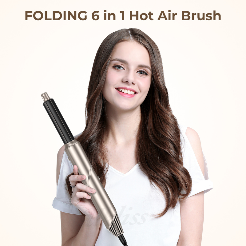 New Hot Air Multifunctional Six In One Foldable Dryer Curling Iron Automatic Styling Straight Hair Comb_voghion.com