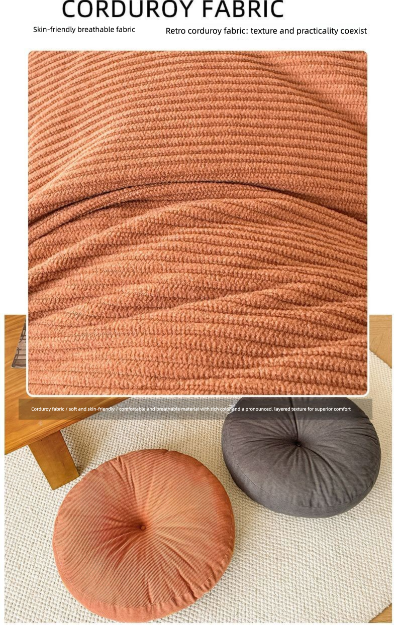 Cuscino futon in lino Kangju, spesso, per uso domestico, rotondo, in stile giapponese, per finestra a bovindo, tatami, pigro, rimovibile e lavabile._voghion.com