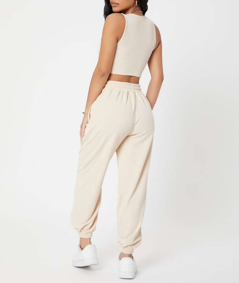 Naisterõivad Mood Kevadine ühevärviline Meeste Kaelusega Kootud Vest Naiste Kõrge Vöökohaga Moodne vabaaja pükskostüüm_voghion.com