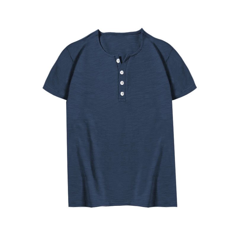 Maglietta a maniche corte in bambù per il commercio estero transfrontaliero, da uomo, estiva, casual, con colletto alla coreana, taglia grande, a maniche corte, da uomo, con bottoni_voghion.com