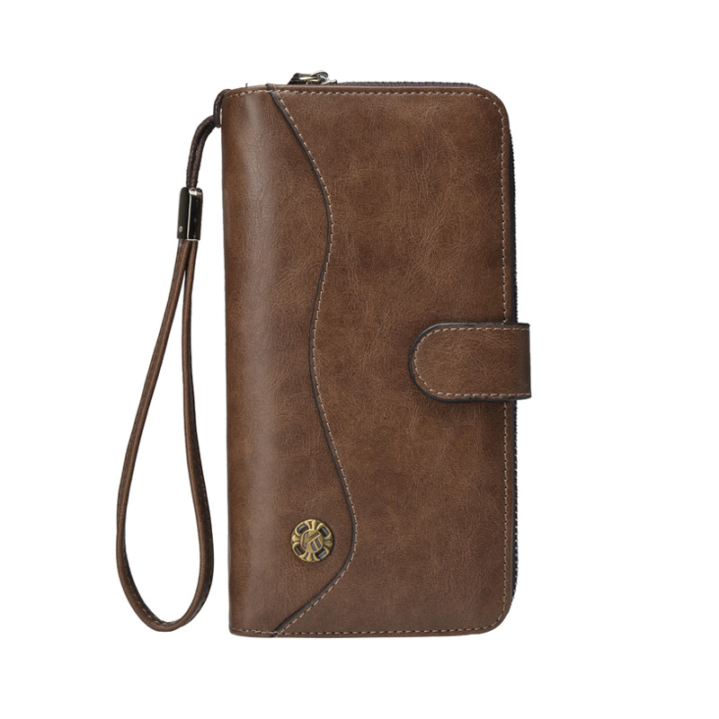 Cartera larga para hombre, bolso de mano multifuncional con hebilla para teléfono, muy popular_voghion.com