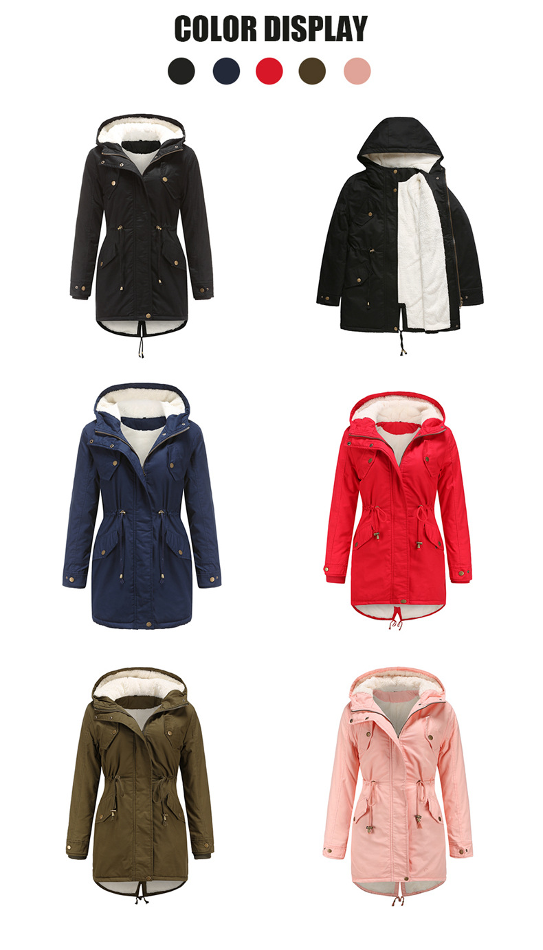 Cappotto da donna imbottito in cotone parka con cappuccio tinta unita cappotto imbottito in cotone spesso con giacca imbottita in velluto di cotone_voghion.com