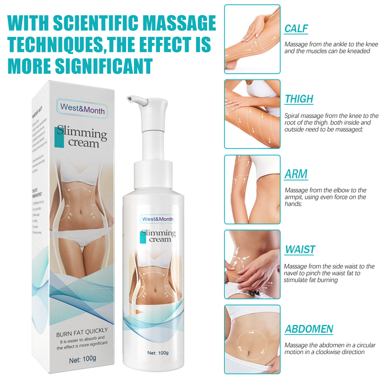 Kõht, West&Month Reduce reie, lihaseid pinguldav, nahka kaunistav kreem, keha vormiv ja salendav massaažikreem_voghion.com