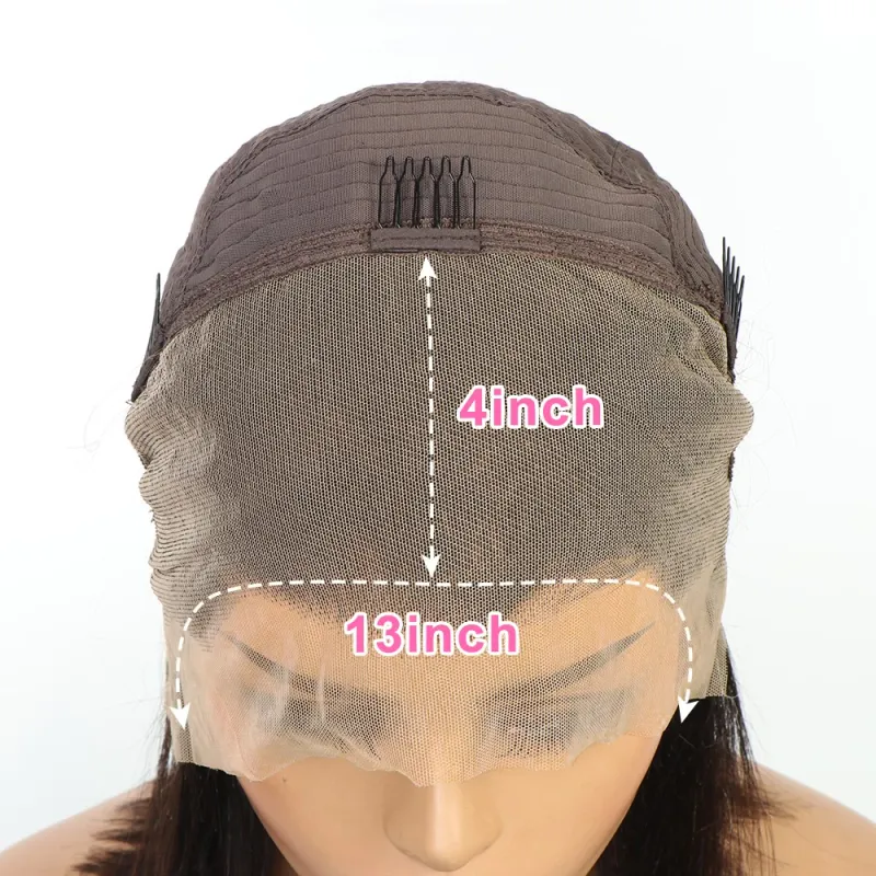 Parrucche frontali in pizzo 13x4 per capelli umani da donna P4/27 Ombre marrone chiaro dritto frontale pre-pizzicato_voghion.com