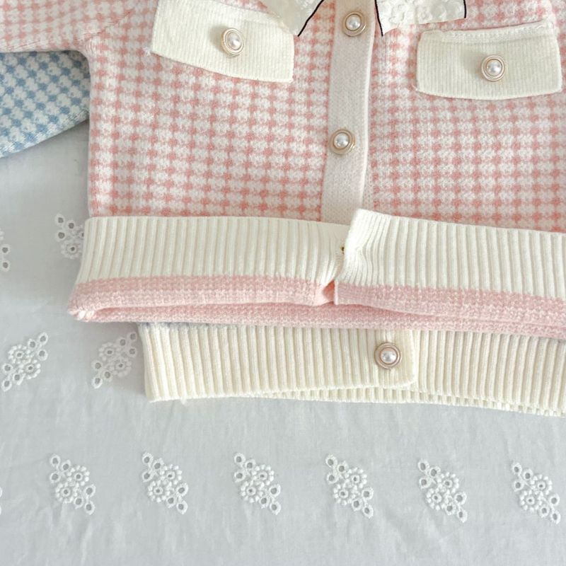 Cardigan tricoté parfumé pour fille, pull, jupe courte, ensemble deux pièces pour bébé, nouvelle collection automne/hiver 2023_voghion.com