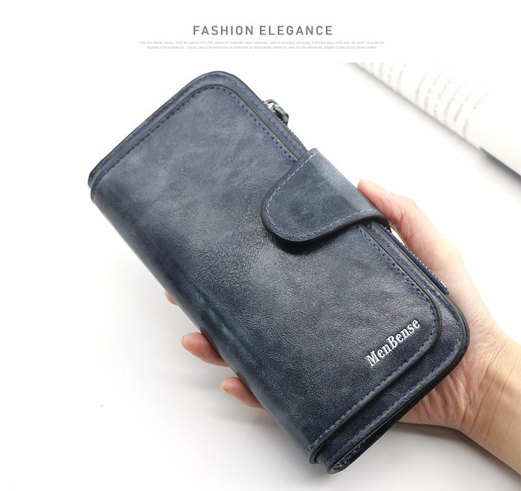 Damepung lavet af læder Punge Trefold VINTAGE Damepunge mobiltelefon Pung Kvinde Møntpung Carteira_voghion.com