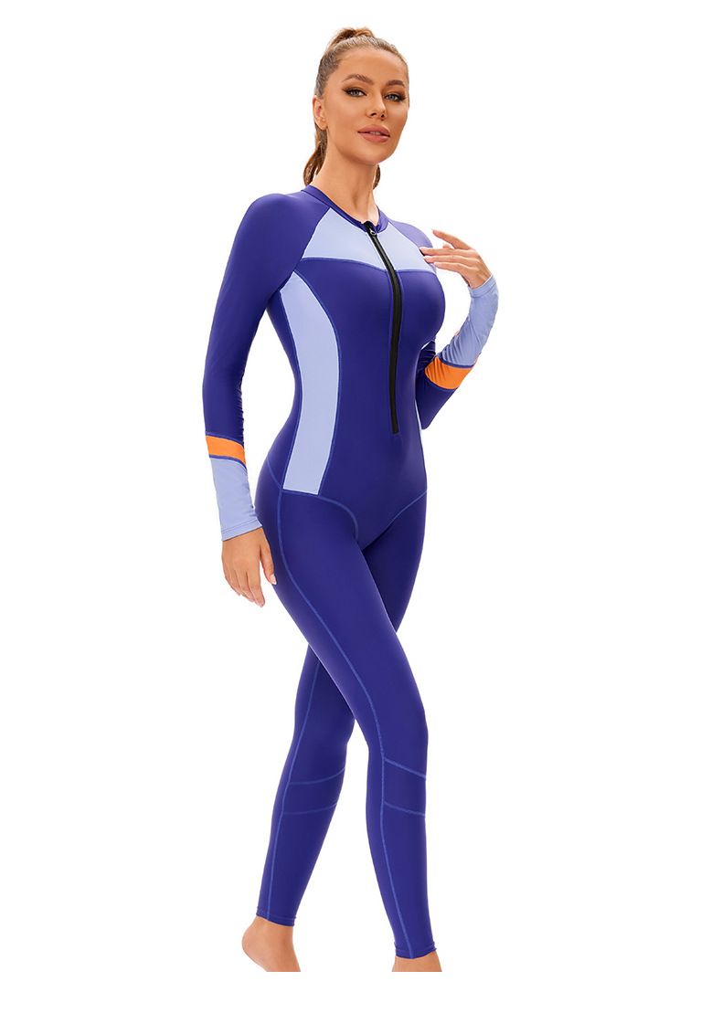 Women's Clothing Muslim New Color Matching Conservative Women's One Piece Swimsuit Long Sleeved Full Surround Sun Proof Tight Swimsuit_voghion.com