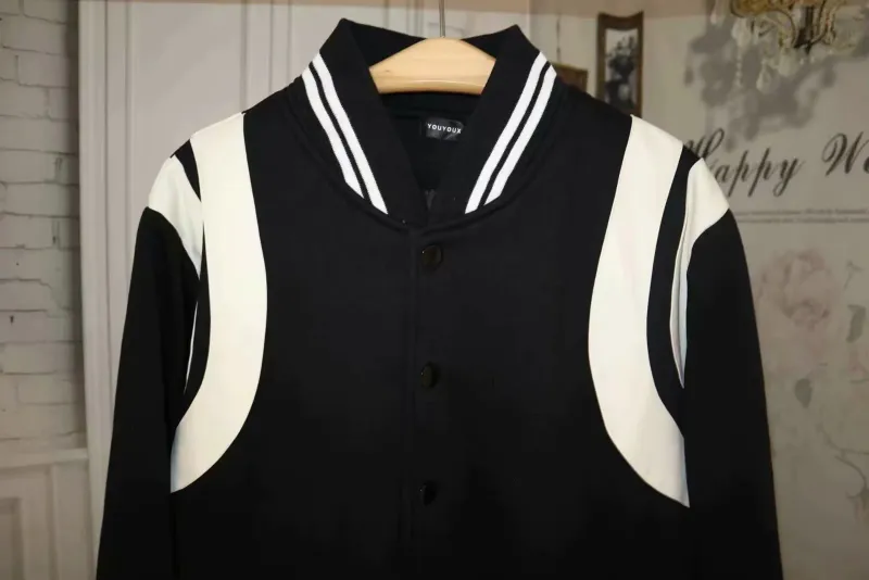 Baseball Jacket Mens - Classic Cotton Bomber Jacket, Ribbed Sleeves, Casual Uniform Collar, Spliced Short Coat For_voghion.com