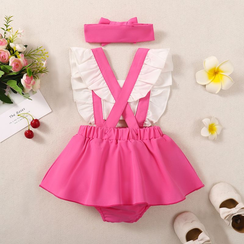 Mutter & Kinder ins baby kleidung 2024 sommer Koreanische version farbe passenden einteiliges weste romper BABY gedruckt baby mädchen einteiliges hosen rock_voghion.com