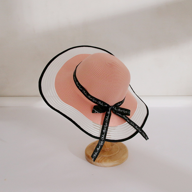 2024 m. vasaros didelė skrybėlė, madinga paplūdimio skrybėlė, moteriška nėrinių krašto perlinė skrybėlė nuo saulės, lauko apsauga nuo saulės ir šiaudinė skrybėlė nuo saulės_voghion.com