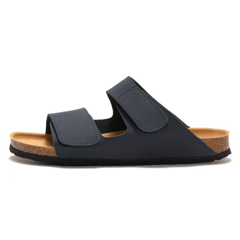 RUIZUSTOCK Cork Slippers Trendy Student One-Strap Double Strap Men's Beach Shoes Nubuck Leather_voghion.com