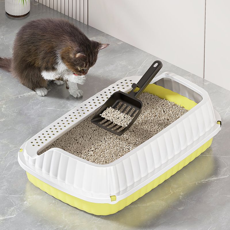 Extra Large Semi-Enclosed Anti-Splash Tray Supplies Litter Pan Cat Waste Box_voghion.com