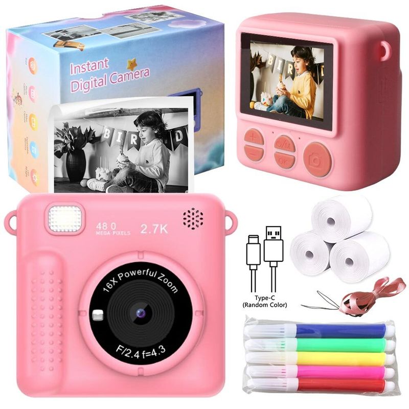 Mini-Sofortbildkamera für Kinder, 1080P, Digitalkamera für Kinder, 16-facher Zoom, Videorecorder_voghion.com