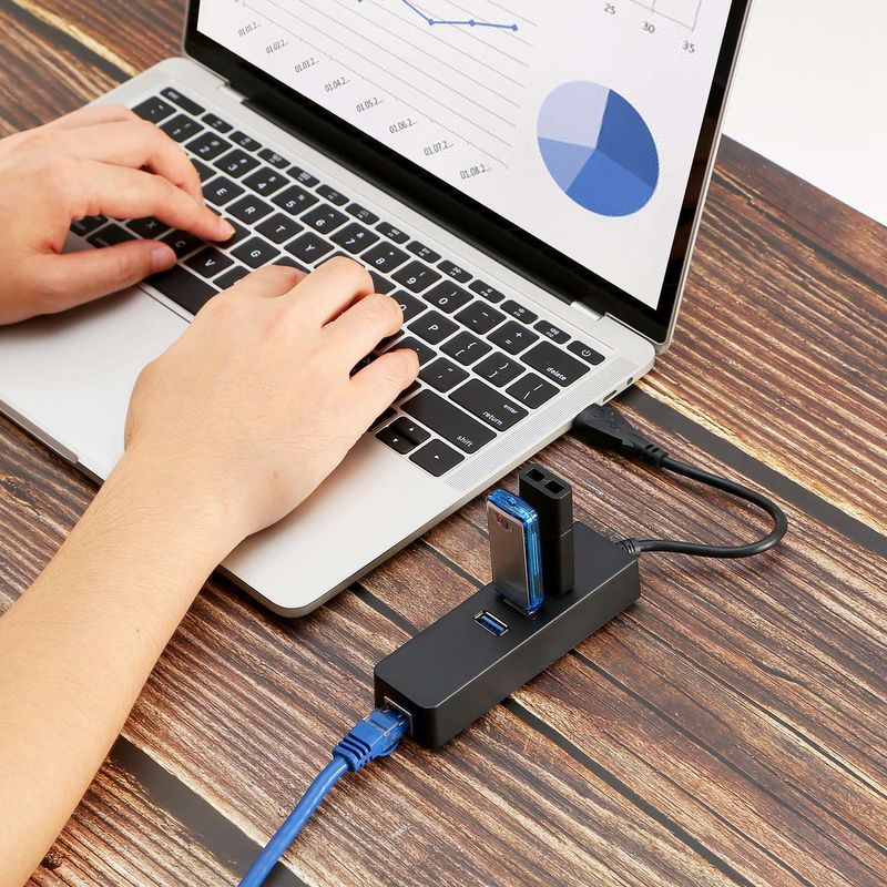 3 Ports USB 3.0 Hub Gigabit Ethernet Adapter 10/100/1000 Mbps Converter LAN RJ45 Wired USB Network Adapter_voghion.com