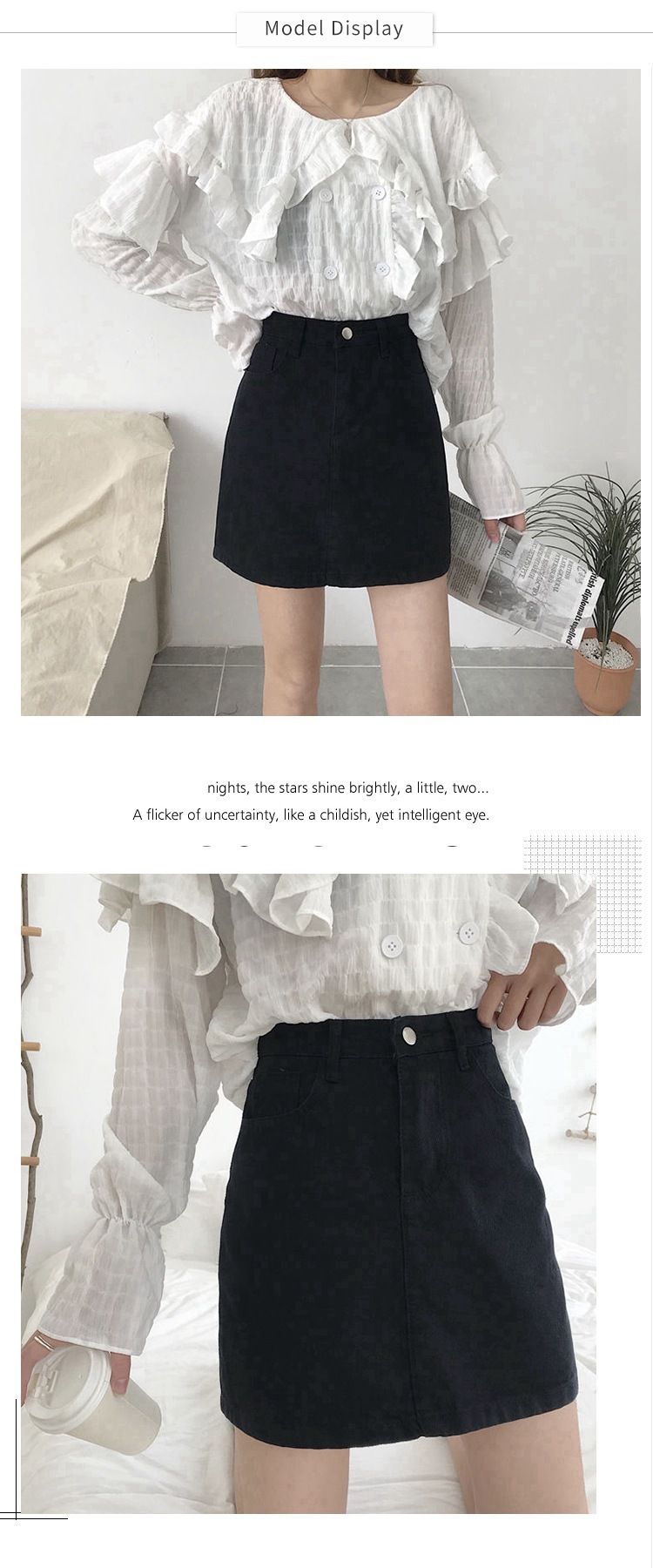 Instagram Black Denim Sommer 2024 Neuer kleiner kurzer vielseitiger A-Linien-Wickelrock mit hoher Taille und Hüfthalbrock für Damen_voghion.com