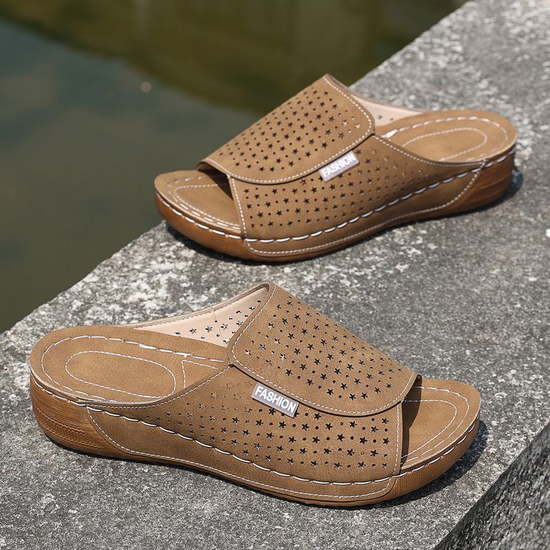 Ciabatte con zeppa taglie forti 2025 primavera, nuove, versatili, con suola spessa, leggere e alla moda, per donna_voghion.com