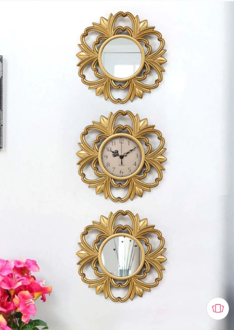 Reloj de pared vintage con motivos florales, números romanos y movimiento de cuarzo. Marco de plástico decorativo, silencioso, funciona con pilas._voghion.com