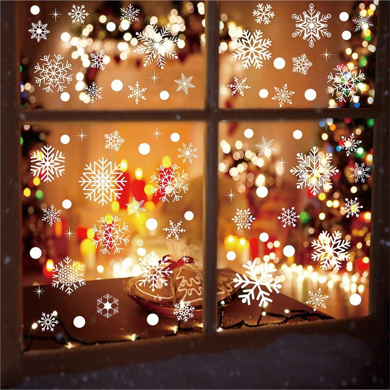 Christmas snowflake elk sleigh window decoration Christmas tree 3d static sticker New Year window sticker Christmas sticker_voghion.com