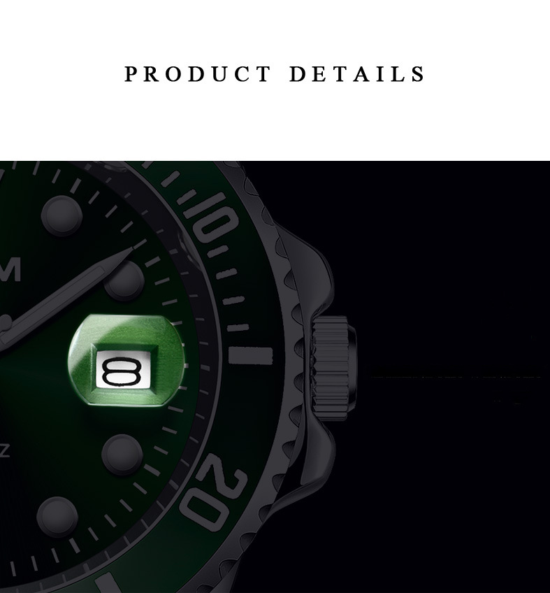 Orologio al quarzo con fibbia pieghevole con cinturino in acciaio svizzero alla moda, calendario con lente d'ingrandimento, bagliore notturno_voghion.com