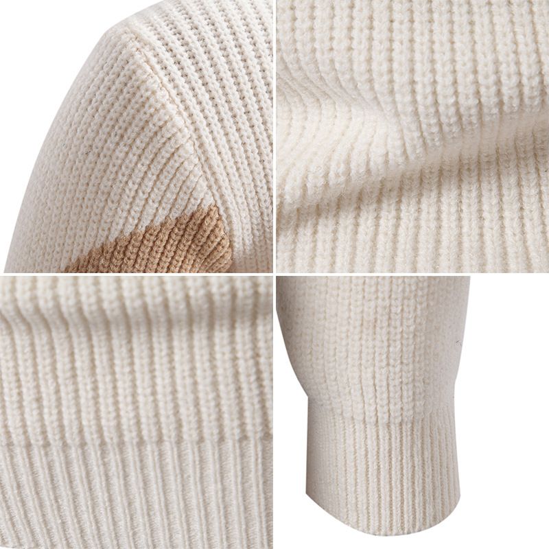 Maglione pullover colorblock a collo alto da uomo, in maglia, taglia grande, casual, con fondo aderente_voghion.com
