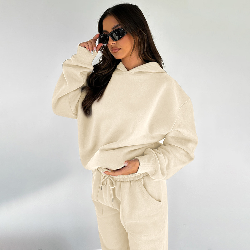 Damen Hosen-Sets Zweiteilige Kapuzenpullover Passende Sets Pullover Sweatshirts Langarm Lose Kordelzug Bleistifthose Lässig_voghion.com