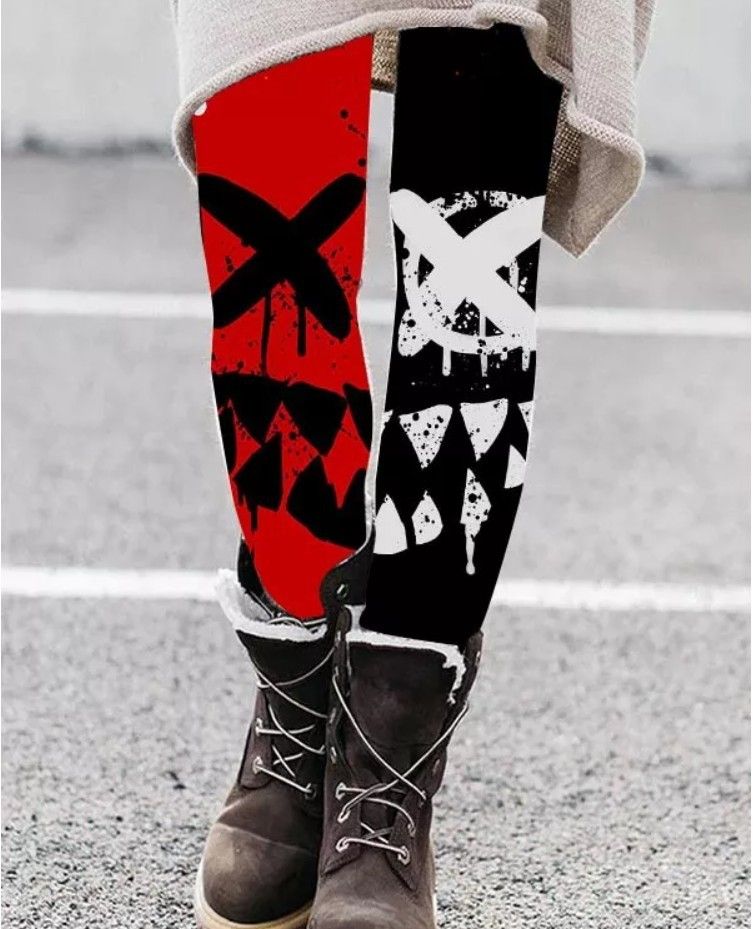 Leggings elasticizzati retrò stampati a vita alta stile caldo del commercio estero da donna_voghion.com