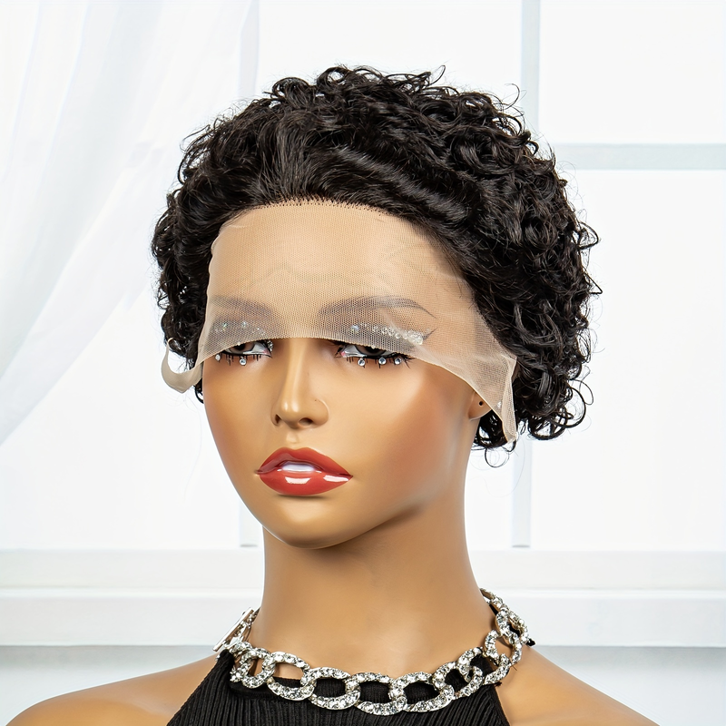 Short Curly Human Hair Wigs 150% Density 13*1 Lace Front Human Hair Wigs For Women 6-10 Inch_voghion.com