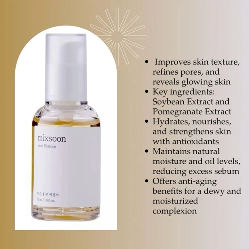 Mixsoon Bean Essential Serum mitrinošs pīlinga sejas serums Nekairinošs, samazina atmirušās ādas šūnas, ādas tekstūras uzlabošanas kopšana_voghion.com