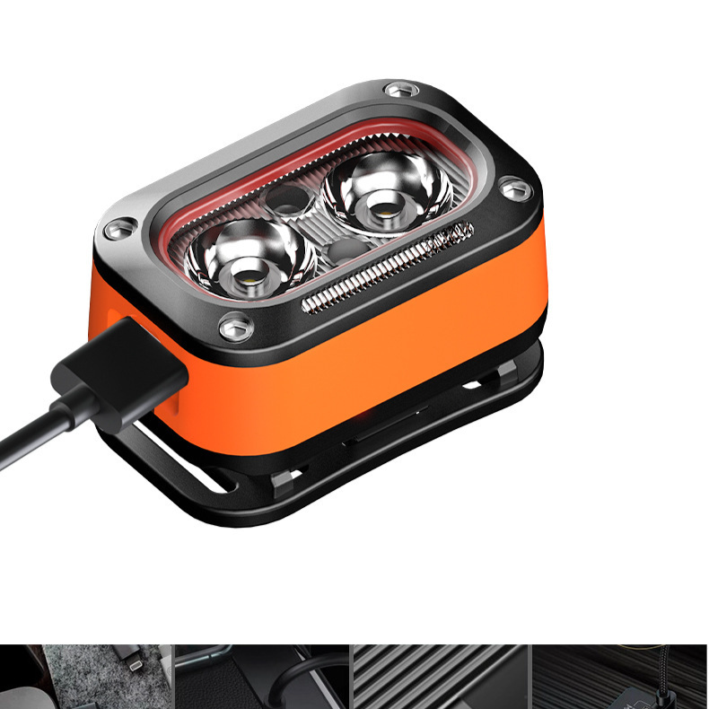 Nuevo faro de inducción con tres luces LED para exteriores, para pesca nocturna, multifuncional, con carga tipo C._voghion.com