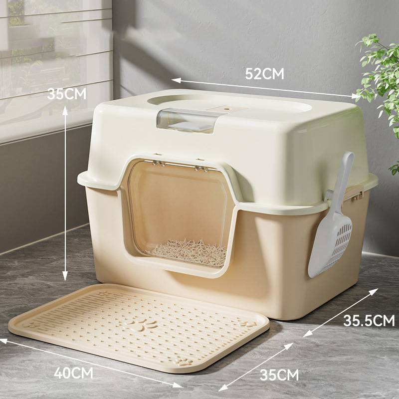 Litiera pentru pisici, cutie de toaletă închisă pentru pisici, toaletă mare pentru pisici, rezistentă la mirosuri, stropire cu nisip, rezistentă la UV, toaletă super mare pentru pisici_voghion.com