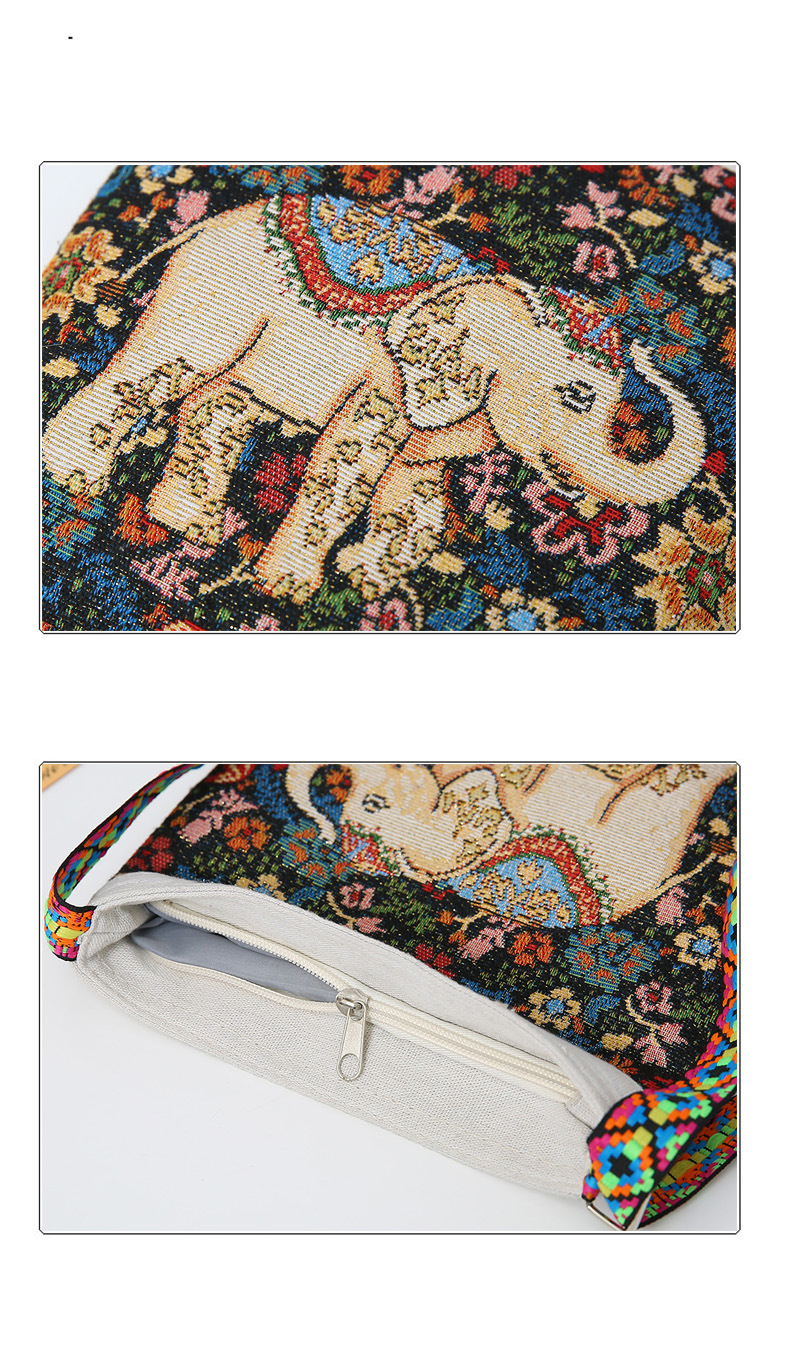 Borsa a tracolla da donna con motivo a gufo e elefante, borsa a tracolla da donna per uscire, borsa in tessuto etnico con ricamo jacquard bifacciale_voghion.com