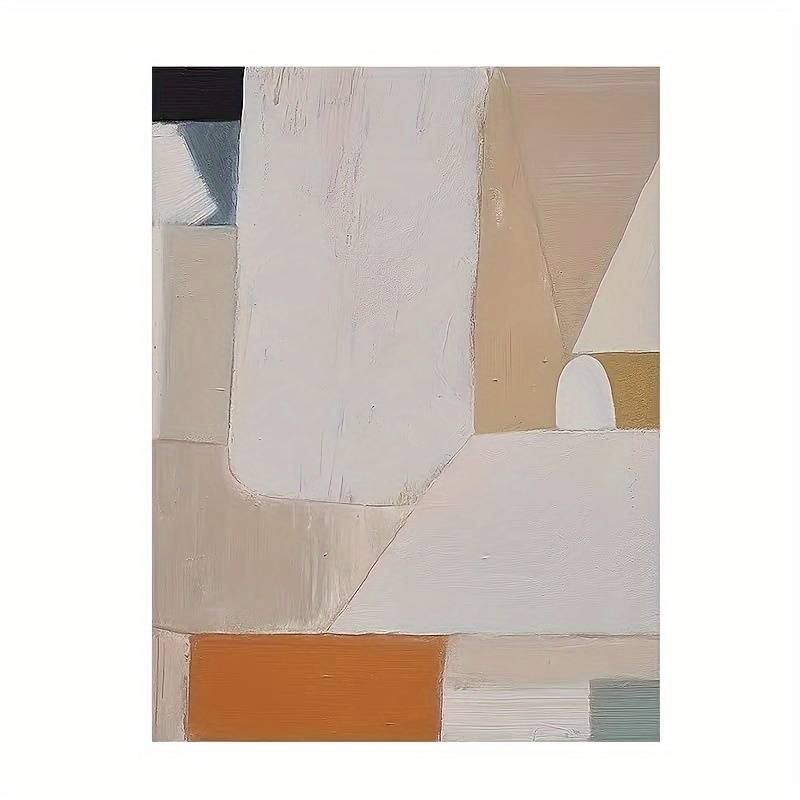 2D Flat Modern Abstract Beige Geometric Space Wall Art Canvas Prints Painting-Minimalist Decor For Living Room, Bedroom, Home Office, Canvas Wall Art_voghion.com