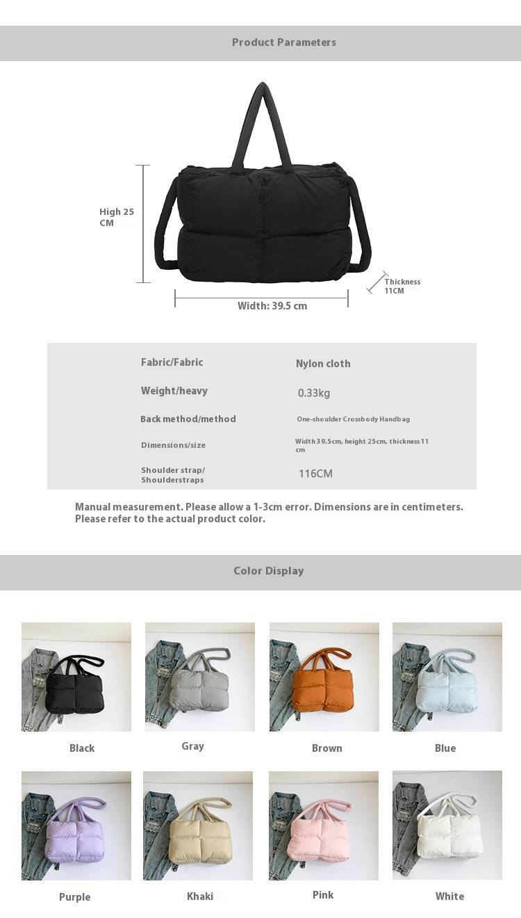 Cotton Bag Down Bag Female Large Capacity Leisure Tote Bag Ladies Commuter Shoulder Bag_voghion.com