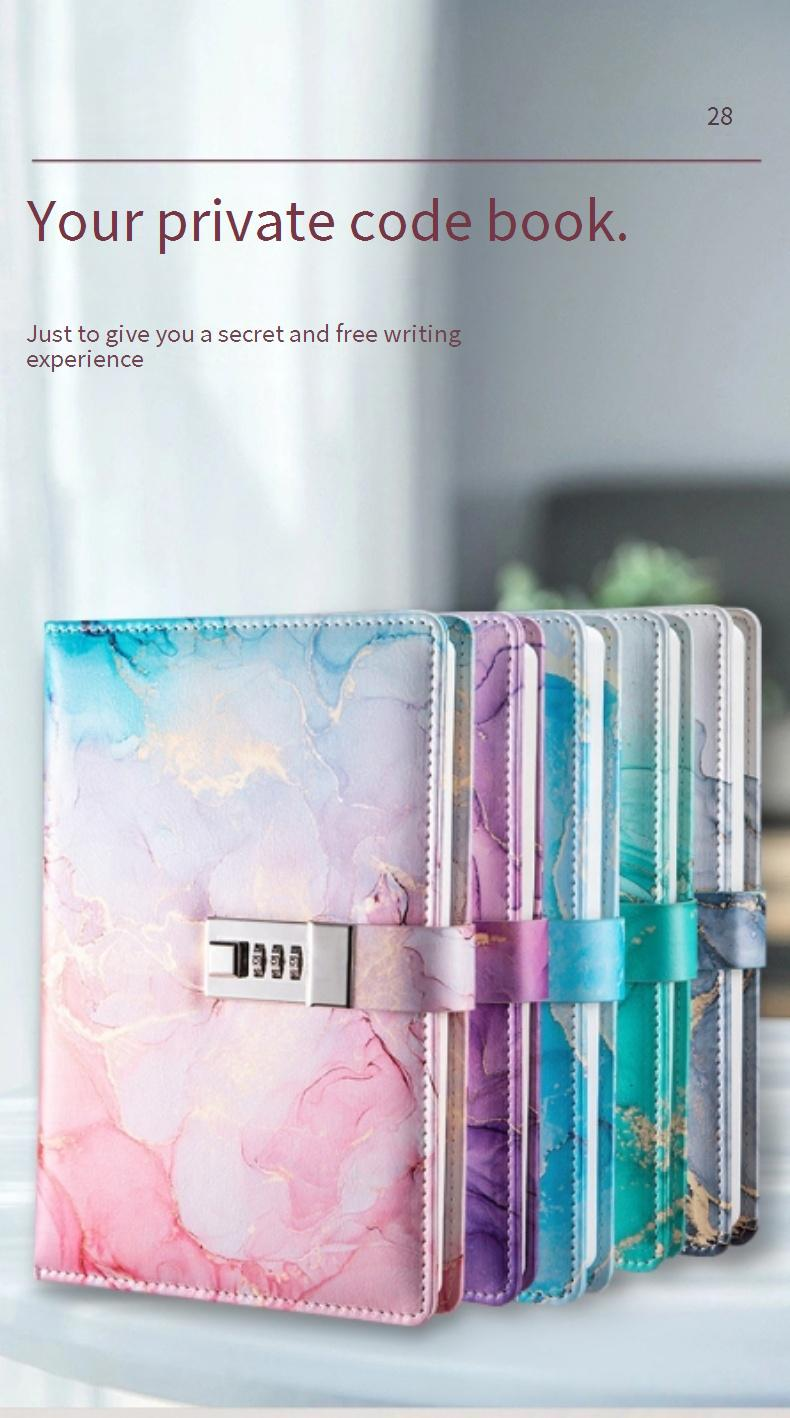 A5 Lockable Password Journal Notebook - PU Leather Cover, 90 Sheets 100g Woodfree Paper, Vintage Style Diary For Students & Creative Writing_voghion.com