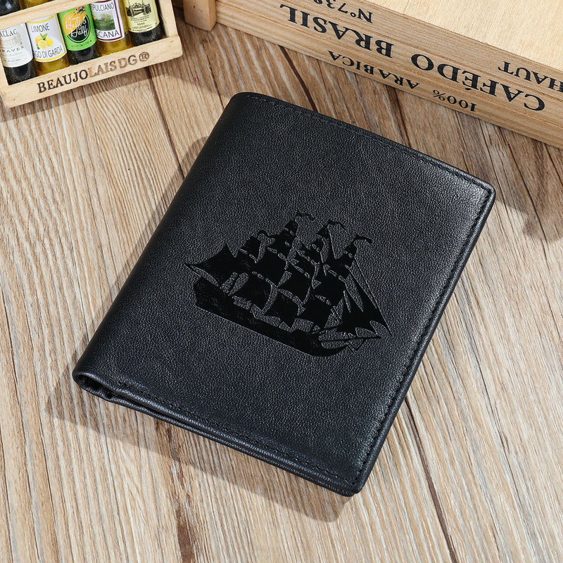 Men's Genuine Leather Wallet Premium Cowhide Bifold Wallet With Anti-Theft Design, Classic Geometric Stitching, Gift Box Included (Short/Medium/Long)_voghion.com