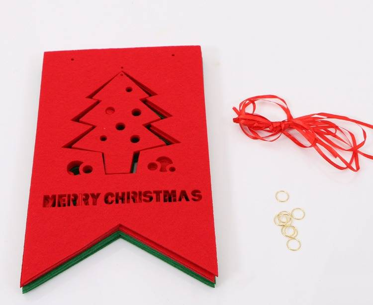 Ensemble de bannières décoratives de Noël à faire soi-même - 8 drapeaux triangulaires en tissu non tissé pour décorations d'arbre, de mur et de fête_voghion.com