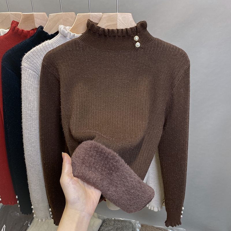 Damen-Rollkragenpullover mit Fleecefutter – Warmer Strickpullover mit Thermofutter, Slim Fit Langarm-Oberteil für den Winter_voghion.com