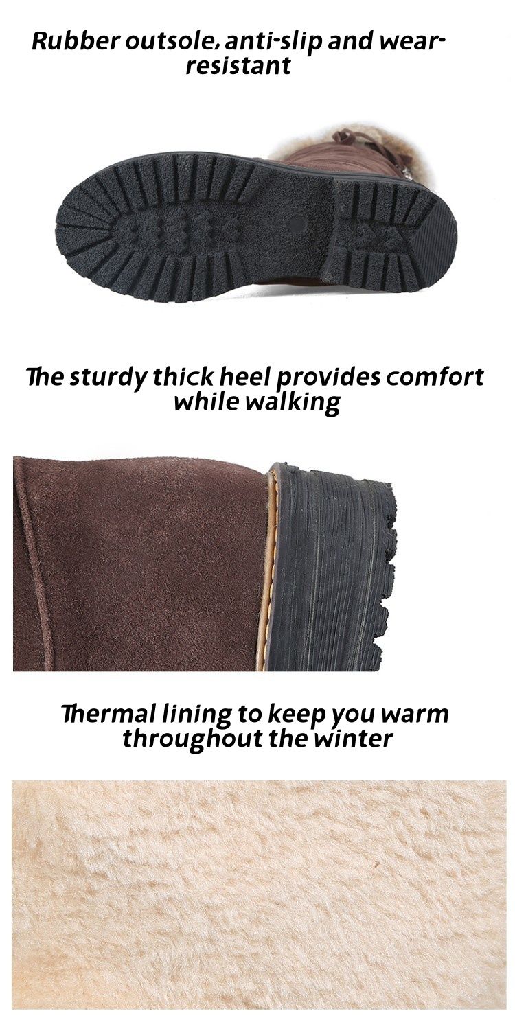 Neue Damenstiefel, Overknee-Stiefel mit Futter, Baumwollstiefel, Stiefel mit niedrigem Absatz, große Damenschuhe_voghion.com