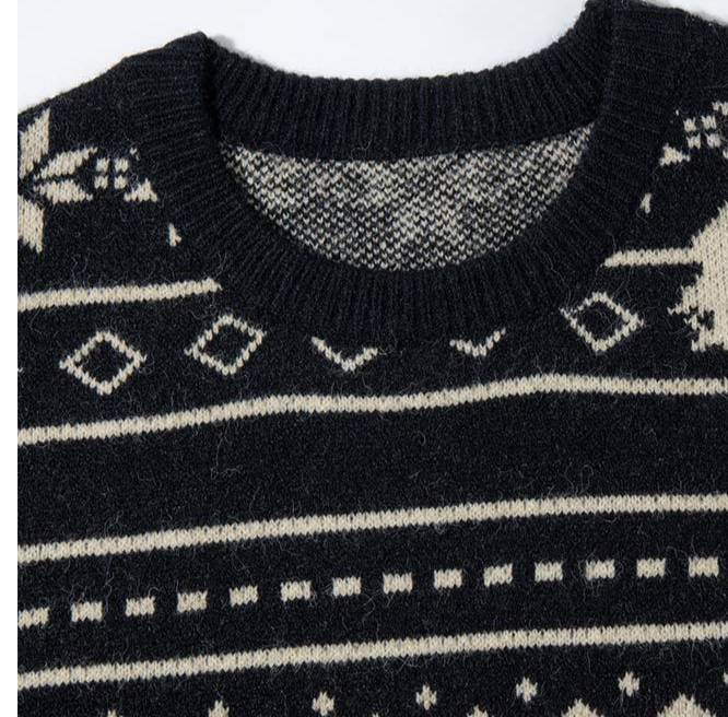 Fair Isle Noel Kazak - Rahat Kış ve Günlük Giyim İçin Vintage Esintili Örgü Kazak"_voghion.com