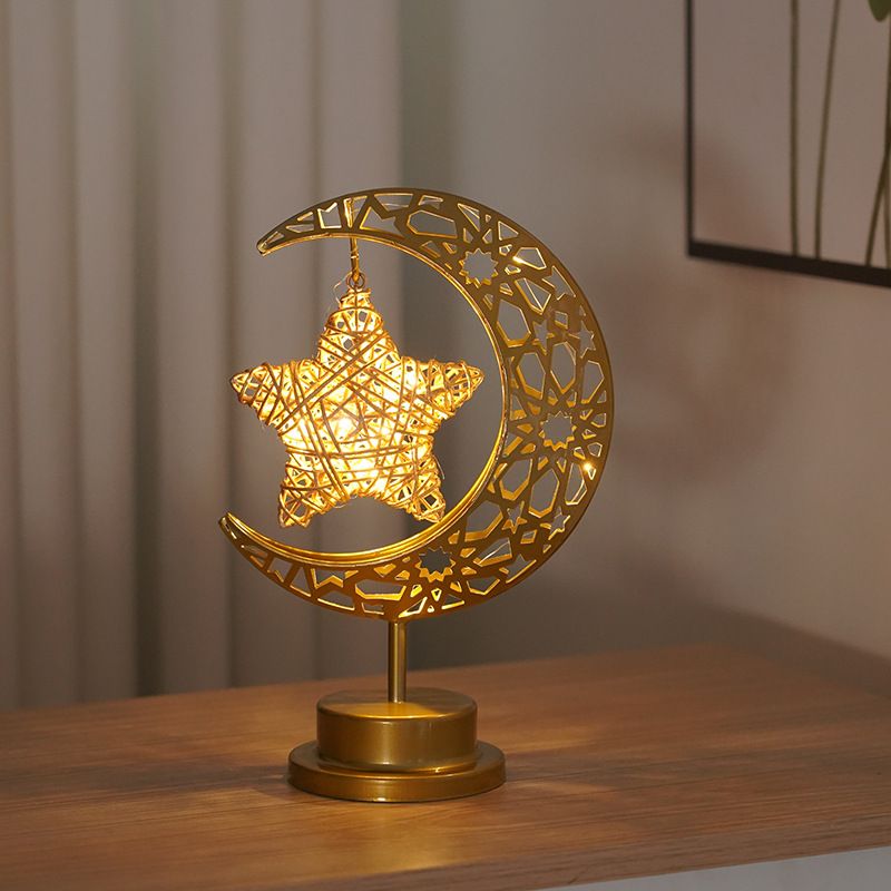 Stelle colorate in ferro battuto a LED, luna, palline rotonde, piccole luci notturne, lampade da tavolo decorative per camera da letto, luci sagomate_voghion.com