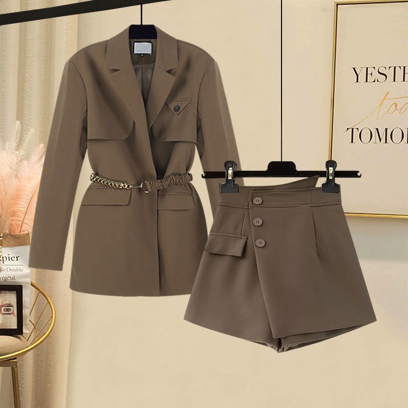 Damenbekleidung New Style Temperament Taille Anzug Jacke Hohe Taille Shorts Rock Zweiteiliger Anzug_voghion.com