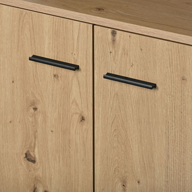 Buffet industriel trois portes et trois tiroirs, meuble de rangement multifonctionnel avec poignées en métal, armoire de cuisine, meuble de rangement pour chambre, salon et bureau, 150 x 35 x 75,9 cm_voghion.com