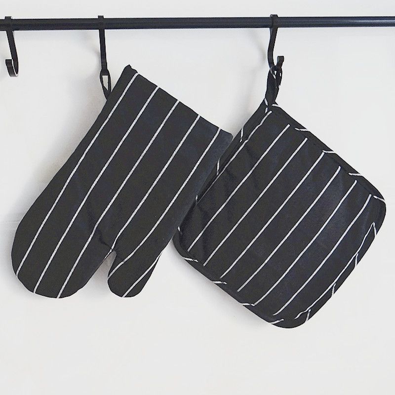 Modernes, minimalistisches Ofenhandschuh- und Topflappen-Set – hitzebeständige Küchenhandschuhe mit rutschfestem Griff, geometrische Muster (16 x 26 cm)_voghion.com
