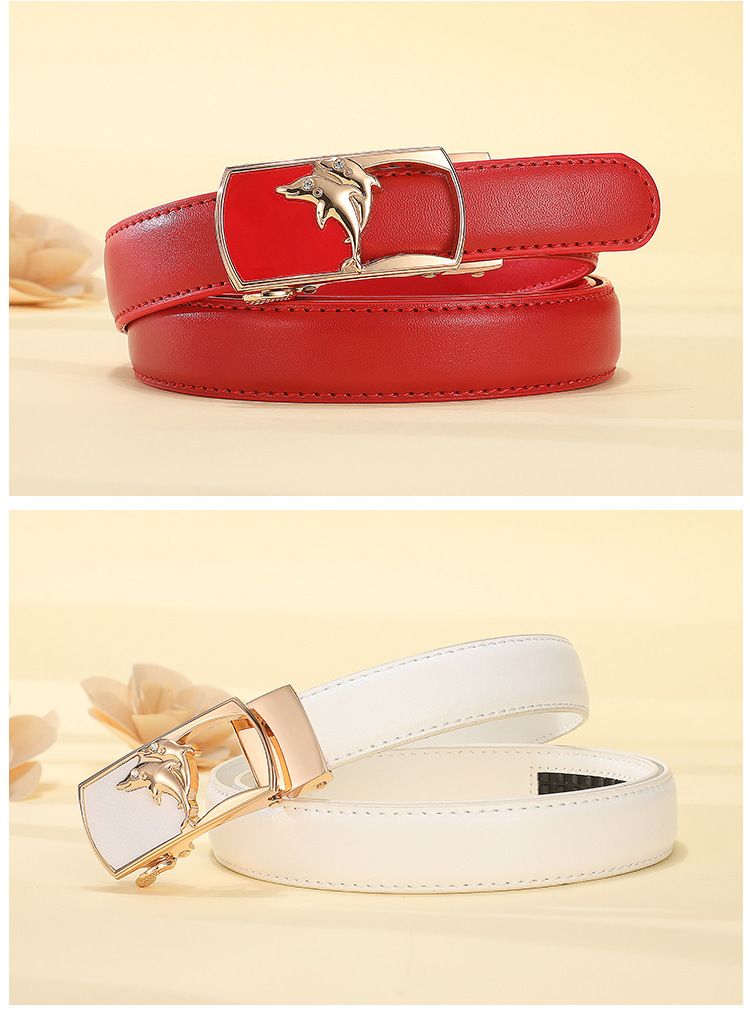 Women's Belt Automatic Buckle Genuine Leather Decorated Thin Belt Women's Jeans Student Youth Belt Spot Hot Sale_voghion.com