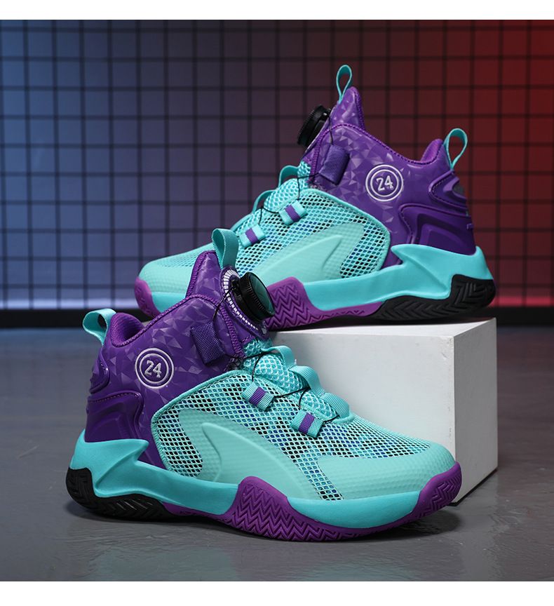 Kinderschuhe Kinder Jungen Sportschuhe Drehknopf Frühling und Herbst Jungen Schüler Laufschuhe Herbst Neue Basketballschuhe_voghion.com