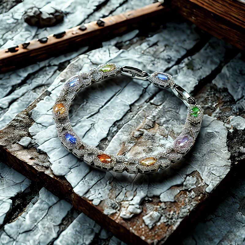 Bracciale estivo colorato fatto a mano da donna, stile semplice e versatile, gioiello in zircone di cristallo resistente allo sbiadimento._voghion.com