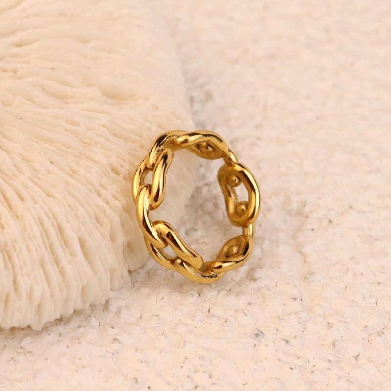 Women's Jewelry Simple And Generous Titanium Steel Ring Hollow Chain Titanium Steel Ring Female Ins Personality Retro Simple Cold Style_voghion.com